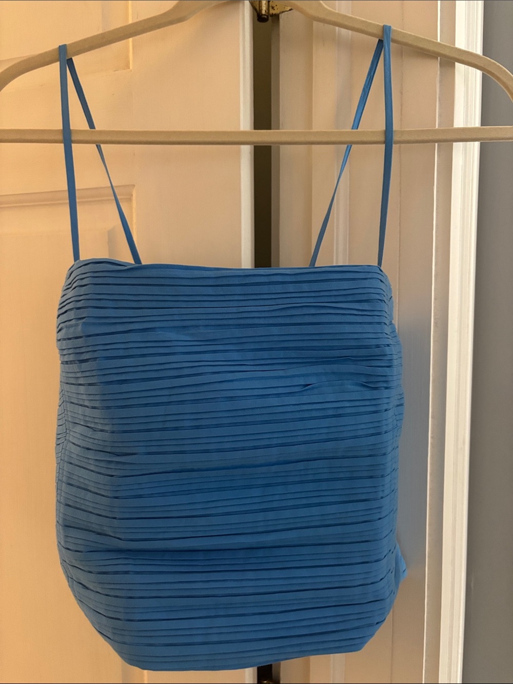Madewell Blue Pleated Spaghetti Strap Top
